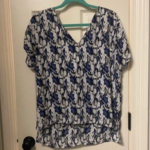 Fun cobalt, white and black snake print blouse
